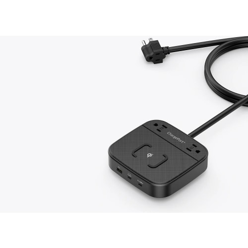 TeleAdapt ChargePort Pro Charging Station, Wireless Charging, 2 USB-C and 1 USB-A Ports, Black